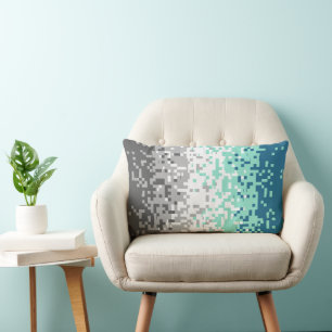 Trippy Pixelated Abstract Frayromantic Pride Flag Lumbar Pillow