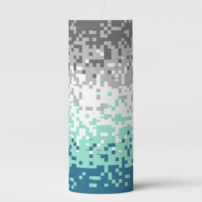 Trippy Pixelated Abstract Frayromantic Pride Flag Pillar Candle (Front)