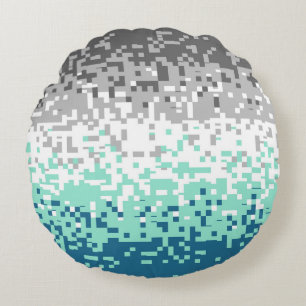 Trippy Pixelated Abstract Frayromantic Pride Flag Round Pillow