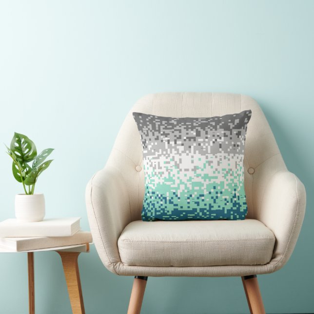 Trippy Pixelated Abstract Frayromantic Pride Flag Throw Pillow (Chair)