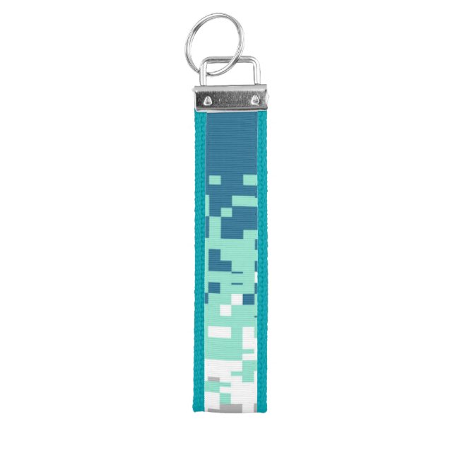 Trippy Pixelated Abstract Frayromantic Pride Flag Wrist Keychain (Keys on Top)