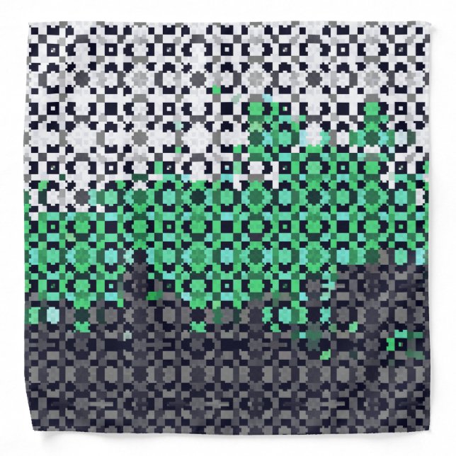 Trippy Pixelated Abstract Neutrois Pride Flag Bandana (Front)