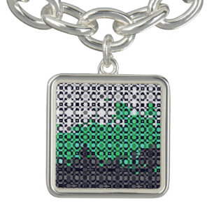 Trippy Pixelated Abstract Neutrois Pride Flag Bracelet