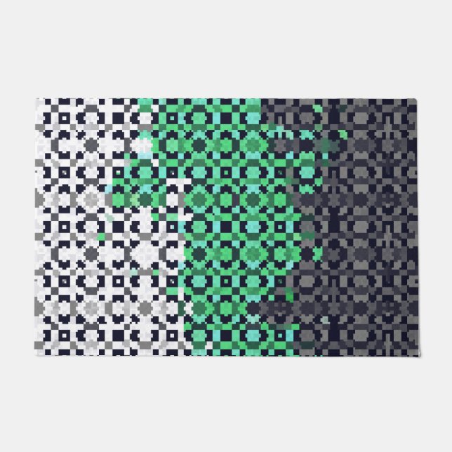 Trippy Pixelated Abstract Neutrois Pride Flag Doormat (Front)