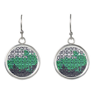 Trippy Pixelated Abstract Neutrois Pride Flag Earrings