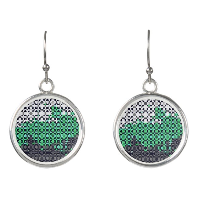 Trippy Pixelated Abstract Neutrois Pride Flag Earrings (Front)