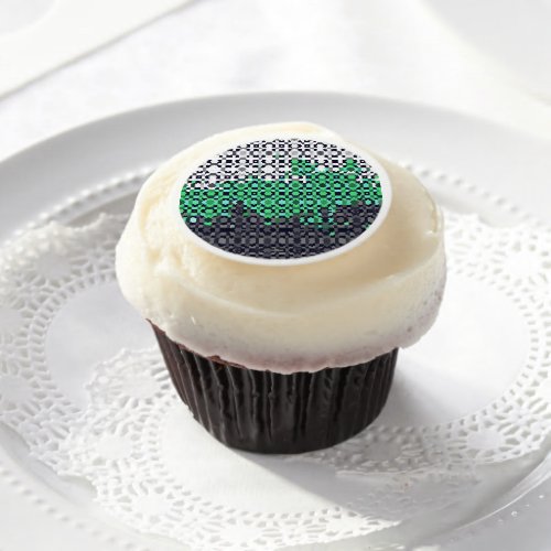 Trippy Pixelated Abstract Neutrois Pride Flag Edible Frosting Rounds