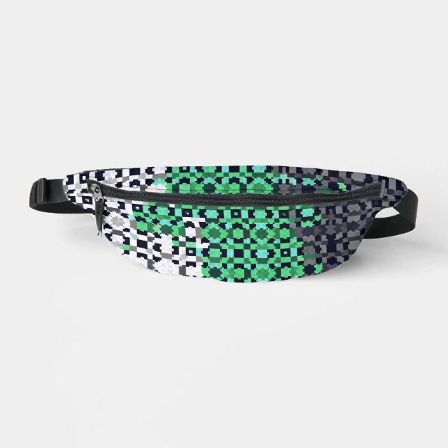 Trippy Pixelated Abstract Neutrois Pride Flag Fanny Pack (Front)