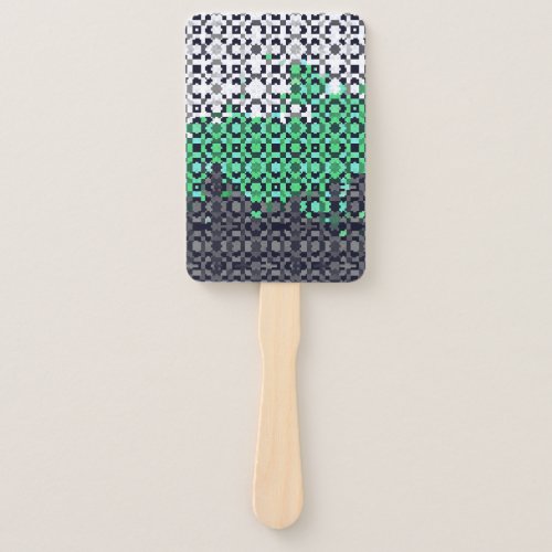 Trippy Pixelated Abstract Neutrois Pride Flag Hand Fan