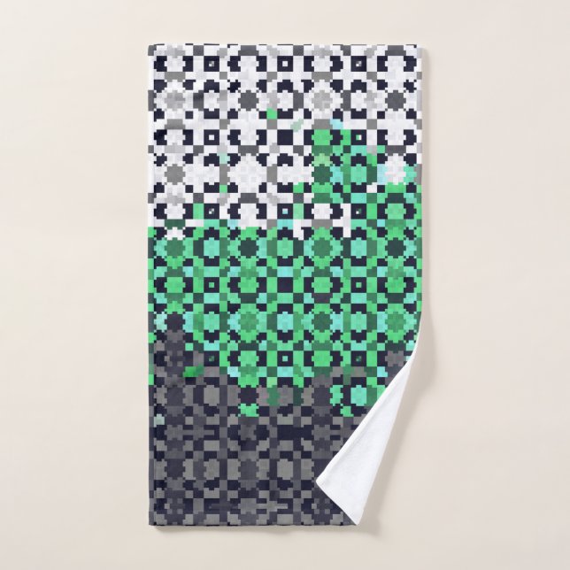 Trippy Pixelated Abstract Neutrois Pride Flag Hand Towel (Hand Towel)
