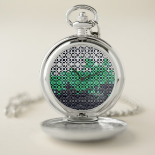 Trippy Pixelated Abstract Neutrois Pride Flag Pocket Watch