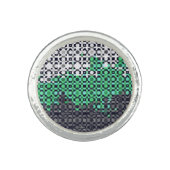 Trippy Pixelated Abstract Neutrois Pride Flag Ring (Front)