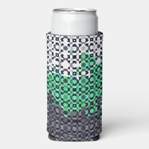 Trippy Pixelated Abstract Neutrois Pride Flag Seltzer Can Cooler
