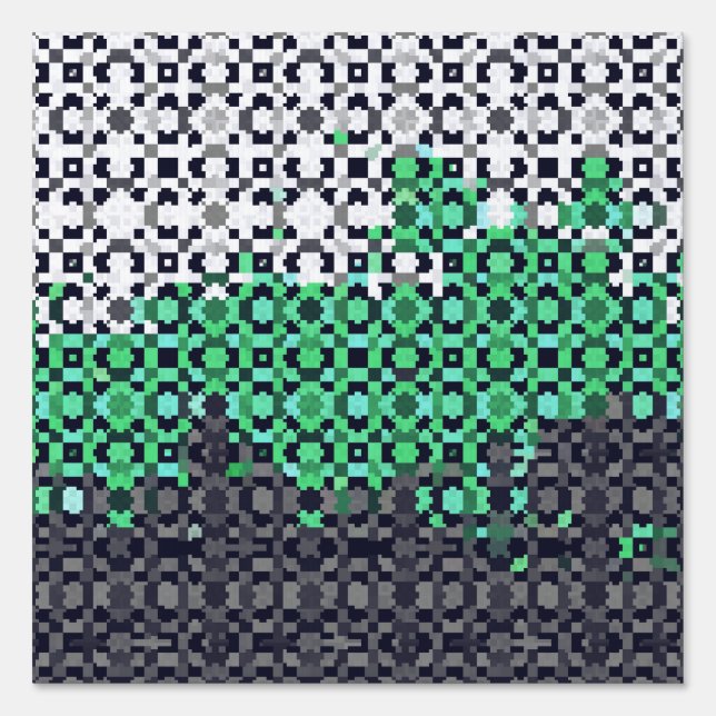 Trippy Pixelated Abstract Neutrois Pride Flag Sign (Front)