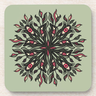 Trippy Plants and Eyes - Psychedelic Botanical Beverage Coaster