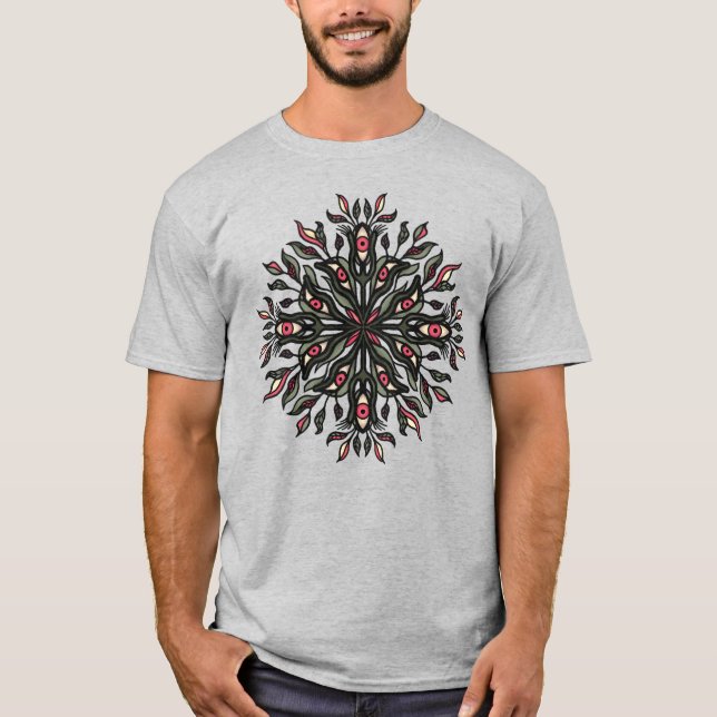 Trippy Plants and Eyes - Psychedelic Botanical T-Shirt (Front)