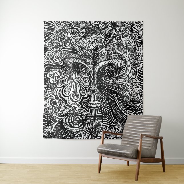 Trippy Portrait Tapestry (In Situ)