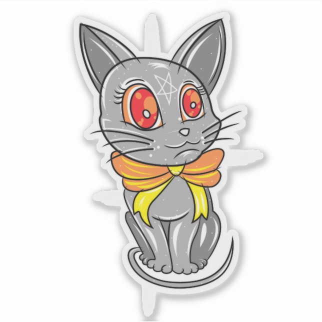 Trippy Posing Kitty Cat Illustration Sticker (Front)