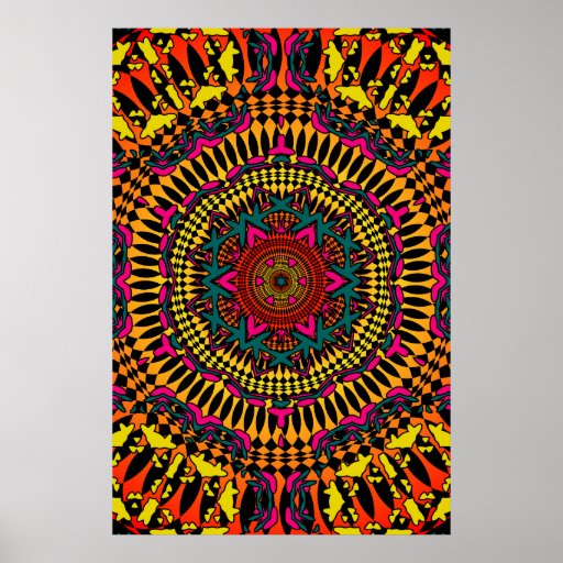 Trippy Poster: Psychedelic Kaleidoscope Artwork Poster | Zazzle