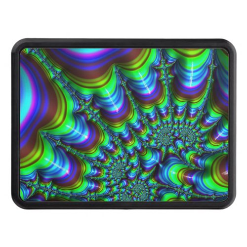 Trippy Psychedelic 3D Fractal Purple Blue Green Hitch Cover