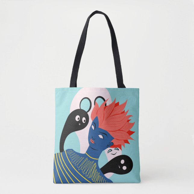 Trippy Psychedelic Alien Girl Tote Bag (Front)