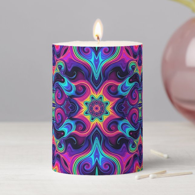 Trippy Psychedelic Candle – Vibrant Fractal Energy (In Situ)