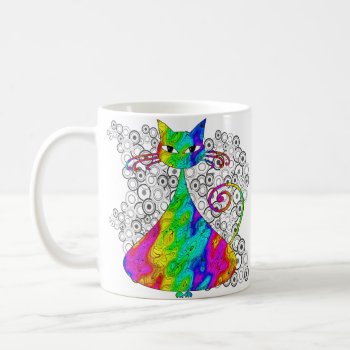 Trippy Psychedelic Cat Coffee Mugs by gidget26 at Zazzle