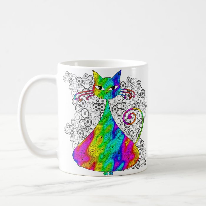 Trippy Psychedelic Cat Coffee Mugs