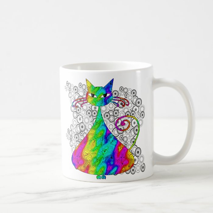 Trippy Psychedelic Cat Coffee Mugs