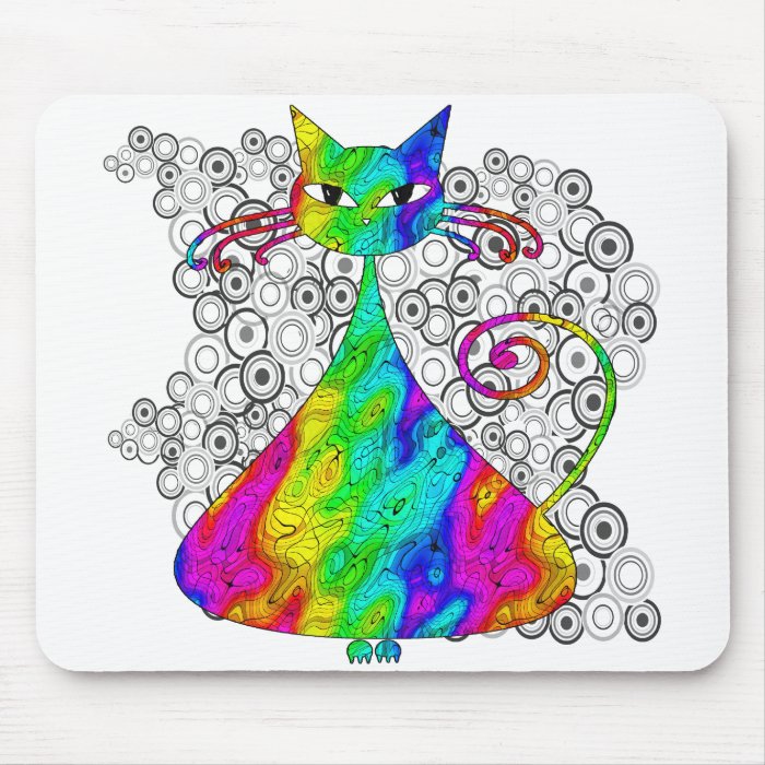 Trippy Psychedelic Cat Mousepad