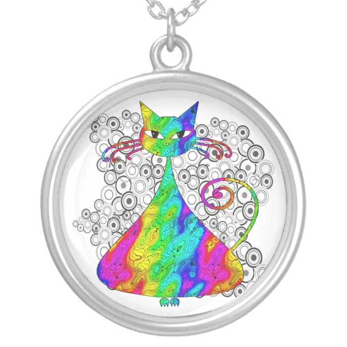 Trippy Psychedelic Cat Necklace