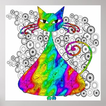 Trippy Psychedelic Cat Poster by gidget26 at Zazzle