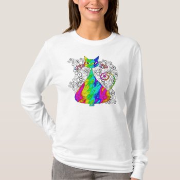Trippy Psychedelic Cat Shirt by gidget26 at Zazzle