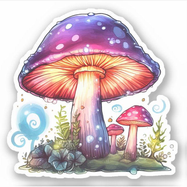 Trippy Psychedelic Earthy Mushroom Art Artwork  Sticker (Front)