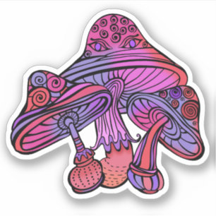 Trippy Psychedelic Earthy Mushrooms Artwork Sticker