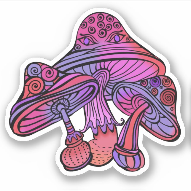 Trippy Psychedelic Earthy Mushrooms Artwork  Sticker (Front)