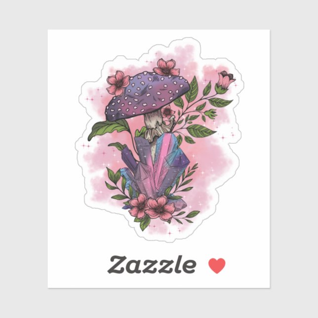Trippy Psychedelic Earthy Mushrooms Floral Art Sticker (Sheet)
