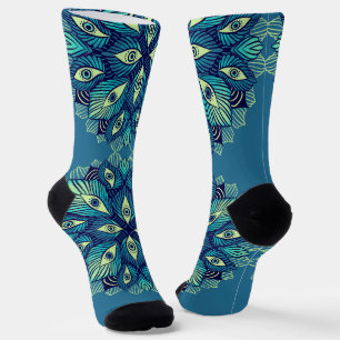 Trippy Psychedelic Eyes Floral Surreal Art Socks