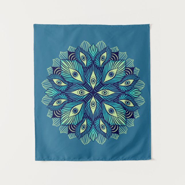 Trippy Psychedelic Eyes Floral Surreal Art Tapestry (Front)