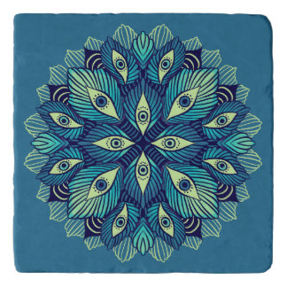 Trippy Psychedelic Eyes Floral Surreal Art Trivet