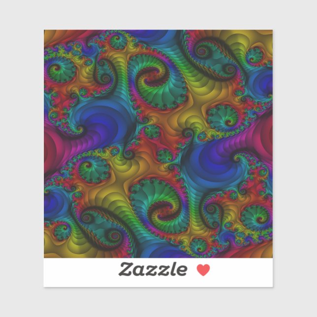Trippy Psychedelic Fractal Rainbow  Sticker (Sheet)