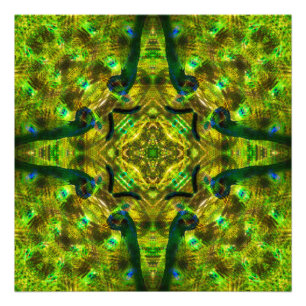 Trippy Psychedelic Geometric kaleidoscope Peacock Photo Print