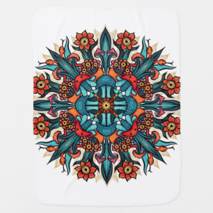 Trippy Psychedelic Groovy Mushroom Mandala Eyes Baby Blanket