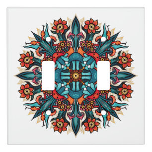 Trippy Psychedelic Groovy Mushroom Mandala Eyes Light Switch Cover