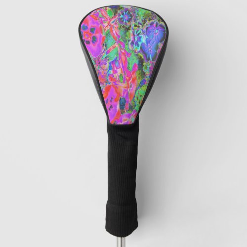 Trippy Psychedelic Hot Pink and Purple Flowers Golf Head Cover