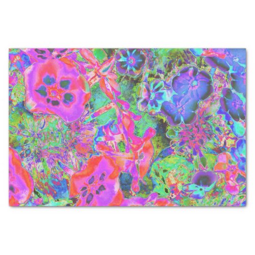 Trippy Psychedelic Hot Pink and Purple Flowers Tissue Paper