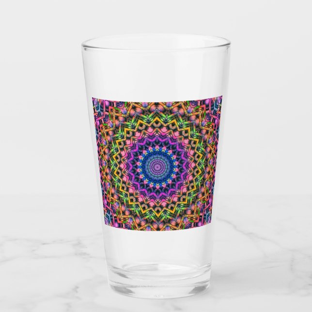 Trippy Psychedelic Kaleidoscope Glass (Front)