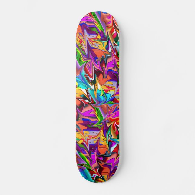 Trippy Psychedelic Multicolor Swirls Skate Deck (Front)