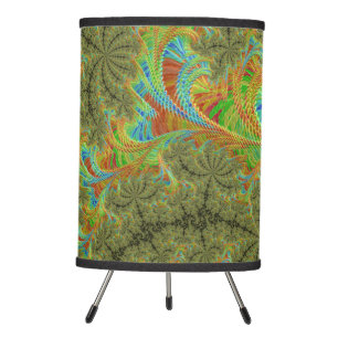 Trippy Psychedelic Spiral Fractal Art Tripod Lamp