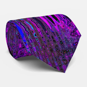 Trippy Purple and Black Retro Atomic Waves Neck Tie